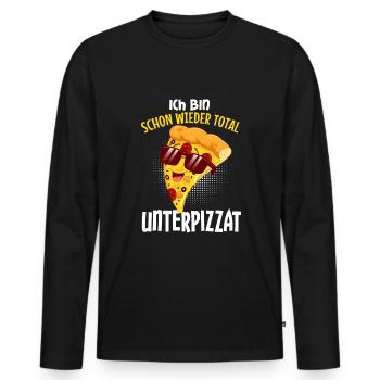 Ich bin unterpizzat - Männer Premium Bio Langarmshirt - Schwarz - Vorne - Nico (187cm)