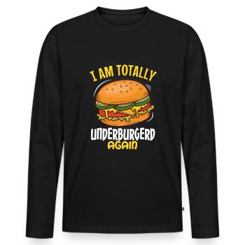 Funny Burger Fast Food Dessin animé Motif - T-shirt manches longues Premium bio Homme - noir - Devant - Nico (187cm)