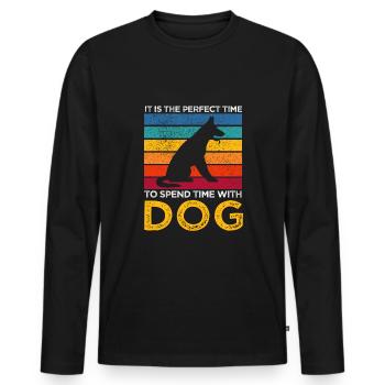 Funny dog saying design - Men's Premium Organic Long Sleeve Shirt - black - Front - Nico (187cm)