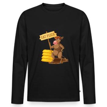 Manger Pizza Vegan Vegan Food Animal Motif - T-shirt manches longues Premium bio Homme - noir - Devant - Nico (187cm)