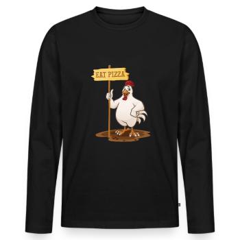 Eat Pizza Vegan Vegan Food Animal Motif - Men's Premium Organic Long Sleeve Shirt - black - Front - Nico (187cm)