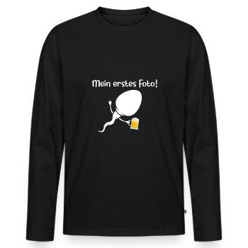 Witziger Bier Alkohol Party Spruch - Männer Premium Bio Langarmshirt - Schwarz - Vorne - Nico (187cm)