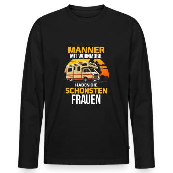 Lustiges Männer mit Wohnmobil Motiv - Männer Premium Bio Langarmshirt - Schwarz - Vorne - Nico (187cm)