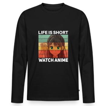 Funny Anime Saying Design - Men's Premium Organic Long Sleeve Shirt - black - Front - Nico (187cm)
