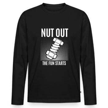 Nuts out the fun begins craftsmen - Men's Premium Organic Long Sleeve Shirt - black - Front - Nico (187cm)