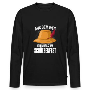 Aus dem Weg ich muss zum Schützenfest - Männer Premium Bio Langarmshirt - Schwarz - Vorne - Nico (187cm)