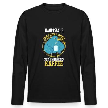 Funny morning grouch saying design - Men's Premium Organic Long Sleeve Shirt - black - Front - Nico (187cm)