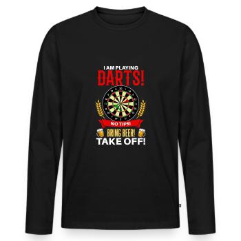 Cool Darts Player Darts Slogan Motif - Men's Premium Organic Long Sleeve Shirt - black - Front - Nico (187cm)