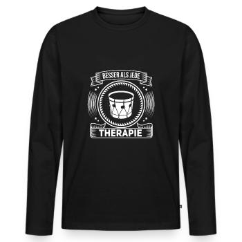 Witziges Trommler Trommel Spruch Motiv - Männer Premium Bio Langarmshirt - Schwarz - Vorne - Nico (187cm)
