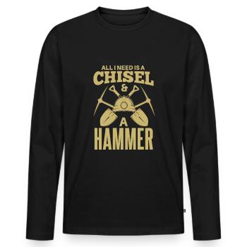 Collecteur de minéraux Cool Gold Digger - T-shirt manches longues Premium bio Homme - noir - Devant - Nico (187cm)