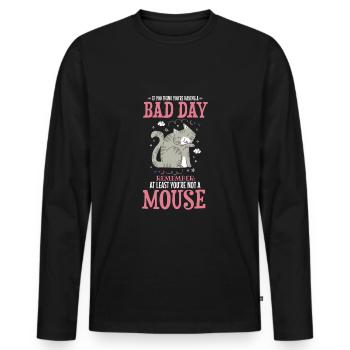 Funny Cat Pet Saying Design - Men's Premium Organic Long Sleeve Shirt - black - Front - Nico (187cm)