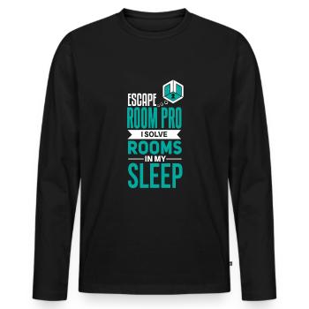 Cool Escape Room Saying Design - Men's Premium Organic Long Sleeve Shirt - black - Front - Nico (187cm)