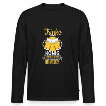 Witziges Bier Trinker Party Spruch Motiv - Männer Premium Bio Langarmshirt - Schwarz - Vorne - Nico (187cm)