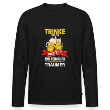 Witziges Bier Trinker Party Spruch Motiv - Männer Premium Bio Langarmshirt - Schwarz - Vorne - Nico (187cm)