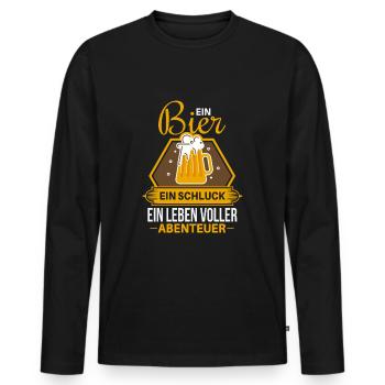 Witziges Bier Trinker Party Spruch Motiv - Männer Premium Bio Langarmshirt - Schwarz - Vorne - Nico (187cm)