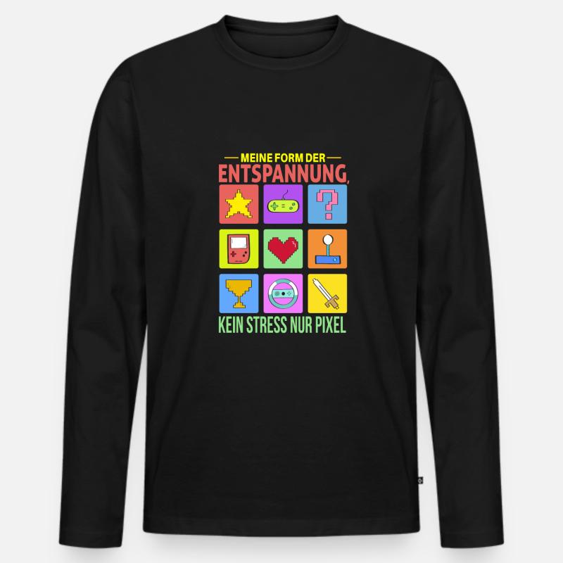 Cooles Gamer Zocker Spruch Design - Männer Premium Bio Langarmshirt - Schwarz