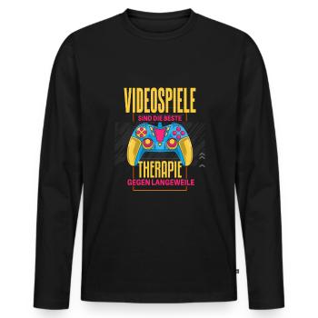 Cooles Gamer Zocker Spruch Design - Männer Premium Bio Langarmshirt - Schwarz - Vorne - Nico (187cm)