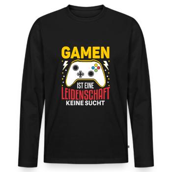 Cooles Gamer Zocker Spruch Design - Männer Premium Bio Langarmshirt - Schwarz - Vorne - Nico (187cm)