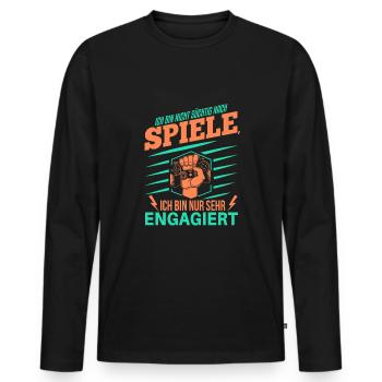 Cooles Gamer Zocker Spruch Design - Männer Premium Bio Langarmshirt - Schwarz - Vorne - Nico (187cm)