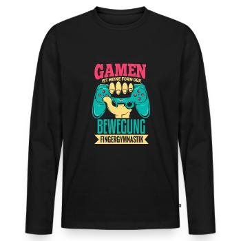 Cooles Gamer Zocker Spruch Design - Männer Premium Bio Langarmshirt - Schwarz - Vorne - Nico (187cm)