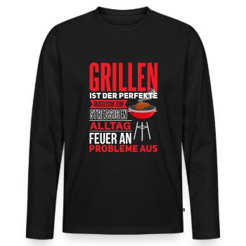 Cooler Griller Barbeque Grillen Spruch - Männer Premium Bio Langarmshirt - Schwarz - Vorne - Nico (187cm)