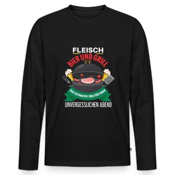 Cooler Griller Barbeque Grillen Spruch - Männer Premium Bio Langarmshirt - Schwarz - Vorne - Nico (187cm)