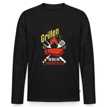 Cooler Griller Barbeque Grillen Spruch - Männer Premium Bio Langarmshirt - Schwarz - Vorne - Nico (187cm)