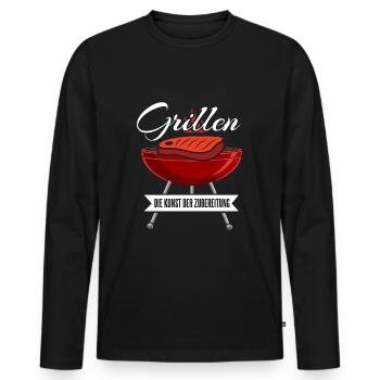 Cooler Griller Barbeque Grillen Spruch - Männer Premium Bio Langarmshirt - Schwarz - Vorne - Nico (187cm)