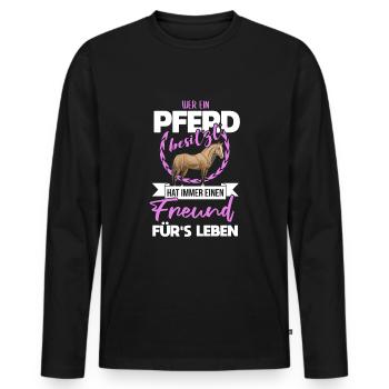 Süßes Pferde Pferdespruch Motiv - Männer Premium Bio Langarmshirt - Schwarz - Vorne - Nico (187cm)