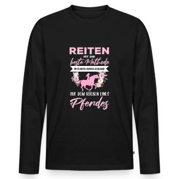 Süßes Pferde Pferdespruch Motiv - Männer Premium Bio Langarmshirt - Schwarz - Vorne - Nico (187cm)