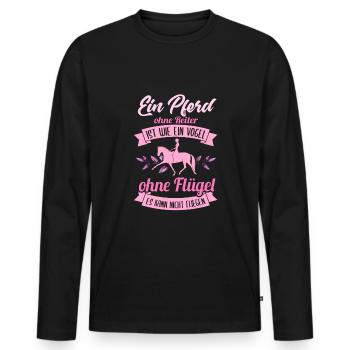 Süßes Pferde Pferdespruch Motiv - Männer Premium Bio Langarmshirt - Schwarz - Vorne - Nico (187cm)