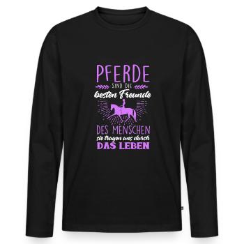 Süßes Pferde Pferdespruch Motiv - Männer Premium Bio Langarmshirt - Schwarz - Vorne - Nico (187cm)