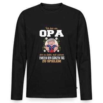 Cooles Opa Großvater Enkel Spruch Motiv - Männer Premium Bio Langarmshirt - Schwarz - Vorne - Nico (187cm)