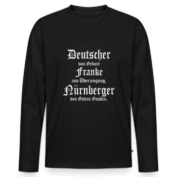Cooler Nürnberger Franken Spruch - Männer Premium Bio Langarmshirt - Schwarz - Vorne - Nico (187cm)