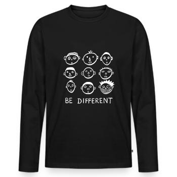 Être différent, être différent, déclaration cool, drôle - T-shirt manches longues Premium bio Homme - noir - Devant - Nico (187cm)