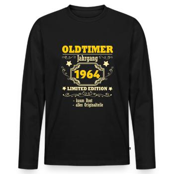 Voiture Ancienne Vintage 1964 Cadeau 60ème Anniversaire - T-shirt manches longues Premium bio Homme - noir - Devant - Nico (187cm)