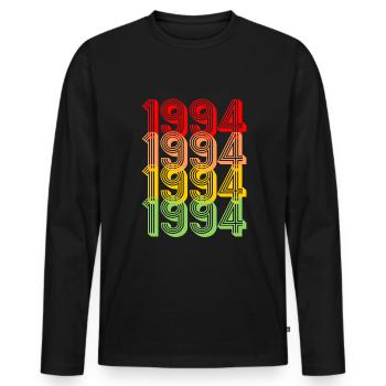 1994 geboren 30.Geburtstag Geschenk Jahrgang 1994 - Männer Premium Bio Langarmshirt - Schwarz - Vorne - Nico (187cm)