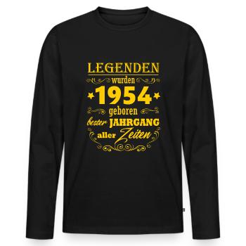 Born in 1954 70th Birthday Gift Vintage 1954 - Men's Premium Organic Long Sleeve Shirt - black - Front - Nico (187cm)