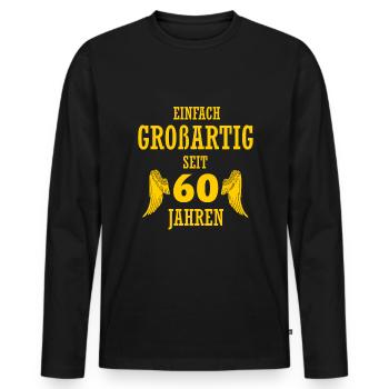 Idéal pour 60 ans cadeau 60e anniversaire - T-shirt manches longues Premium bio Homme - noir - Devant - Nico (187cm)