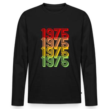 1975 Retro bunt Vintage 50.Geburtstag Geschenk - Männer Premium Bio Langarmshirt - Schwarz - Vorne - Nico (187cm)