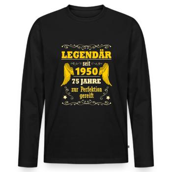 Legendary since 1950 Gift 75th Birthday Man - Men's Premium Organic Long Sleeve Shirt - black - Front - Nico (187cm)