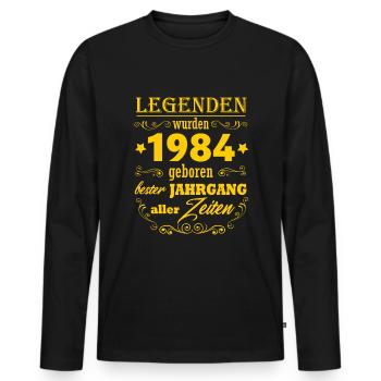 Legende wurden 1984 geboren Jahrgang 1984 Geschenk - Männer Premium Bio Langarmshirt - Schwarz - Vorne - Nico (187cm)