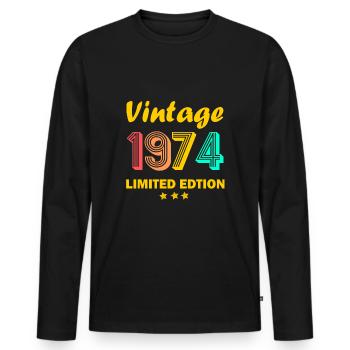 1974 limited edition retro vintage 1974 gift - Men's Premium Organic Long Sleeve Shirt - black - Front - Nico (187cm)