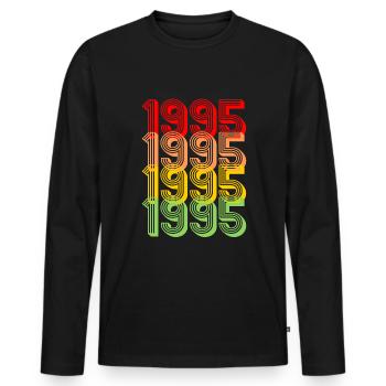 Jahrgang 1995 Geschenk 30.Geburtstag geboren 1995 - Männer Premium Bio Langarmshirt - Schwarz - Vorne - Nico (187cm)