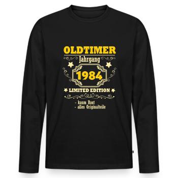 1984 Vintage Car 40th Birthday Vintage 1984 Gift - Men's Premium Organic Long Sleeve Shirt - black - Front - Nico (187cm)