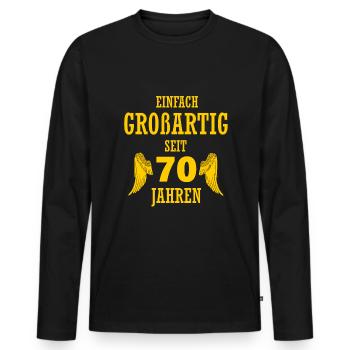 Great for 70 Years Gift Birthday Man - Men's Premium Organic Long Sleeve Shirt - black - Front - Nico (187cm)