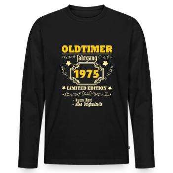 Vintage 1975 Vintage Car 50ème Cadeau d’Anniversaire - T-shirt manches longues Premium bio Homme - noir - Devant - Nico (187cm)