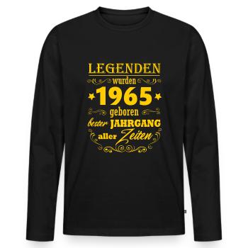 Legende 1965 Jahrgang 60. Geburtstag Geschenk - Männer Premium Bio Langarmshirt - Schwarz - Vorne - Nico (187cm)