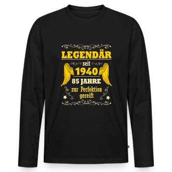 Legendär seit 1940 Geschenk 85. Geburtstag Mann - Männer Premium Bio Langarmshirt - Schwarz - Vorne - Nico (187cm)