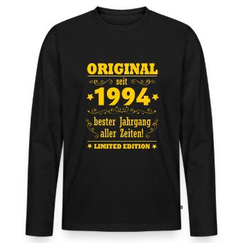 Original Since 1994 Vintage 30th Birthday Gift - Men's Premium Organic Long Sleeve Shirt - black - Front - Nico (187cm)